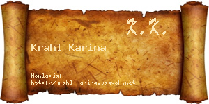 Krahl Karina névjegykártya